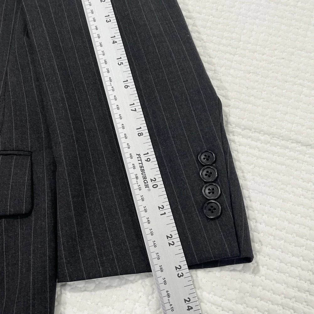 Brooks Brothers Blazer Mens 45 R Gray Pinstripe Jacket Business Made In the USA